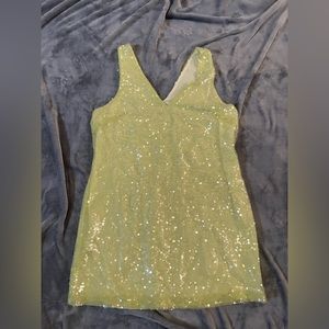 Womens Medium Neon Green Sequin Mini Dress NWOT